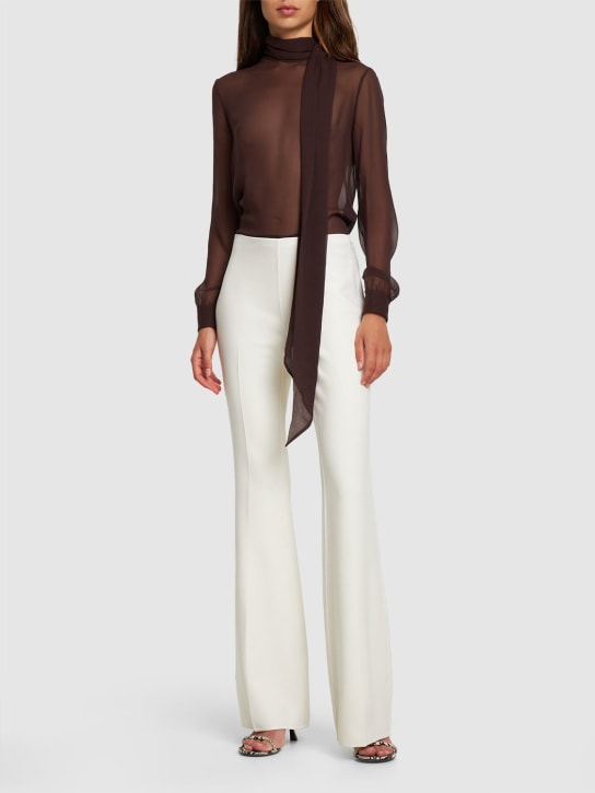 Michael Kors Collection: Stretch wool crepe flared pants - Ivory - women_1 | Luisa Via Roma