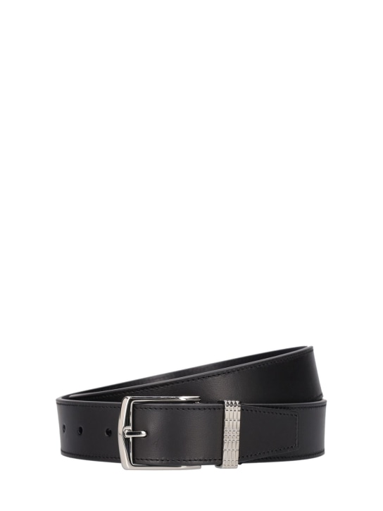 Burberry: 35mm Leather belt - Black/Silver - men_0 | Luisa Via Roma