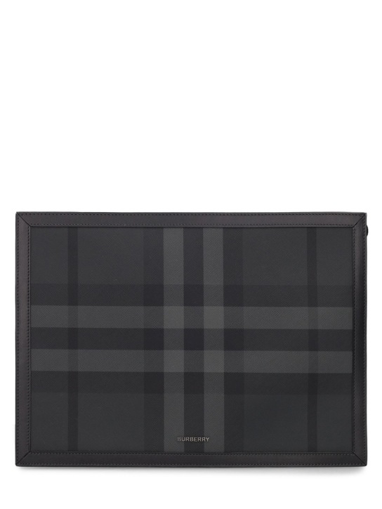 Burberry: Frame Check pouch - Charcoal - men_0 | Luisa Via Roma