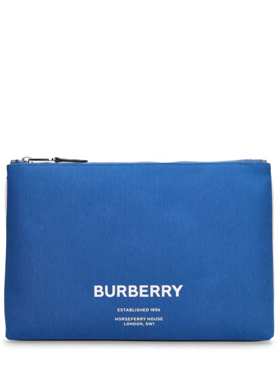 Burberry: Pochette en nylon - Damson Blue - men_0 | Luisa Via Roma
