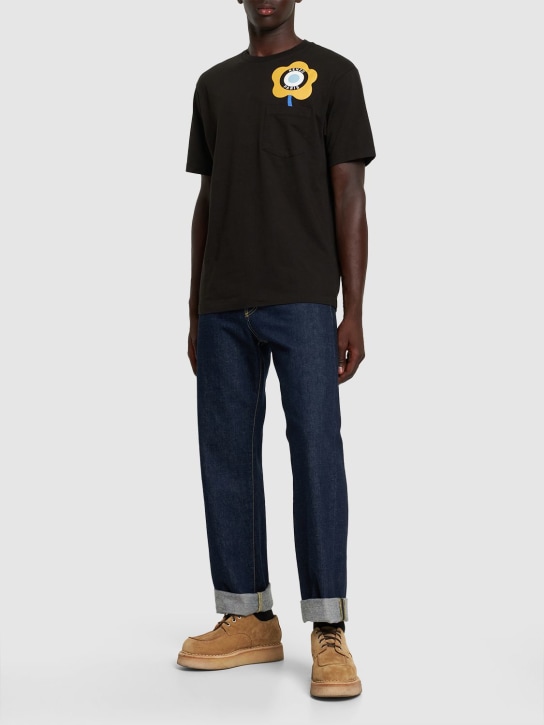 Kenzo Paris: T-shirt en jersey de coton imprimé Target - Noir - men_1 | Luisa Via Roma