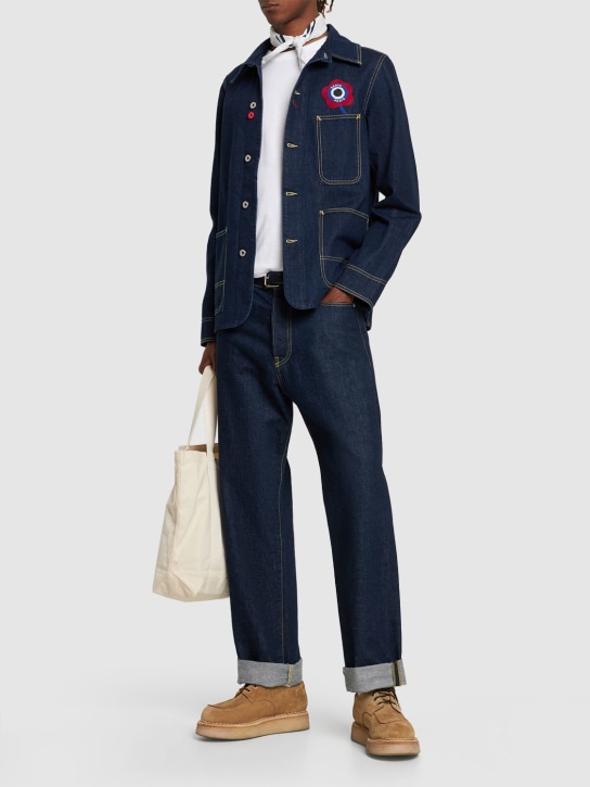 Kenzo Paris: Target cotton denim jacket - Blue - men_1 | Luisa Via Roma