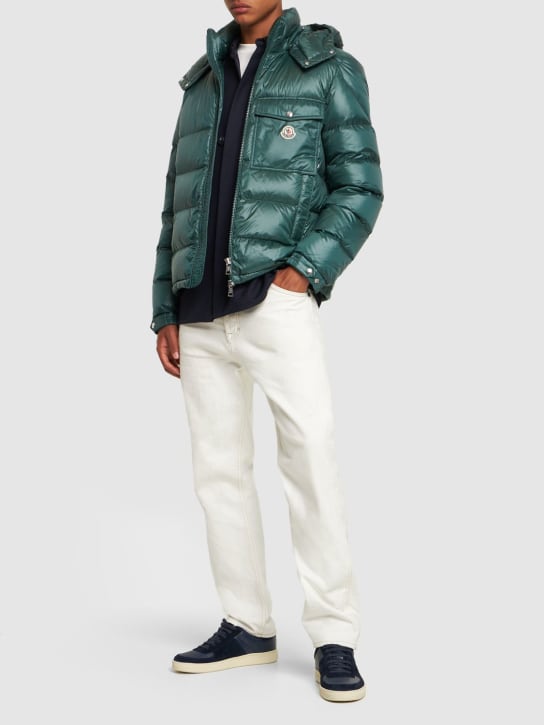 Moncler: Wollaston shiny nylon down jacket - Dark Green - men_1 | Luisa Via Roma