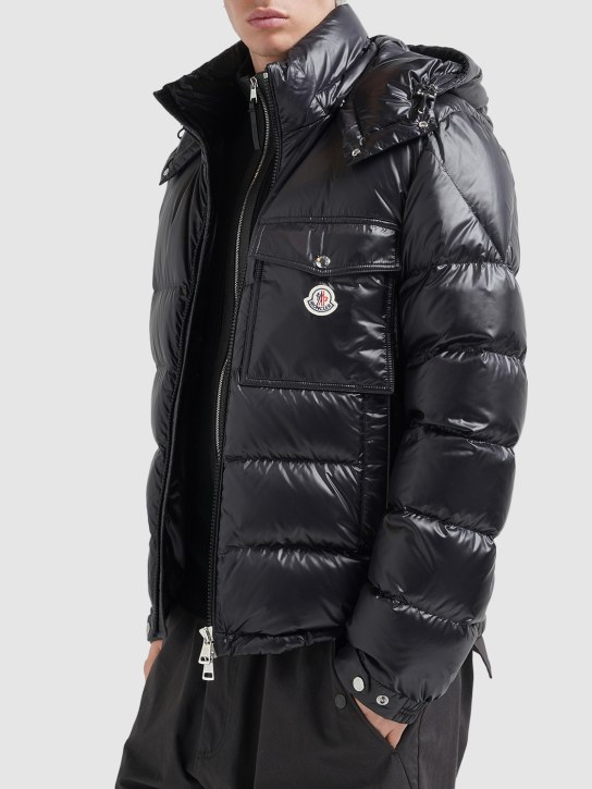 Moncler: Wollaston shiny nylon down jacket - Black - men_1 | Luisa Via Roma