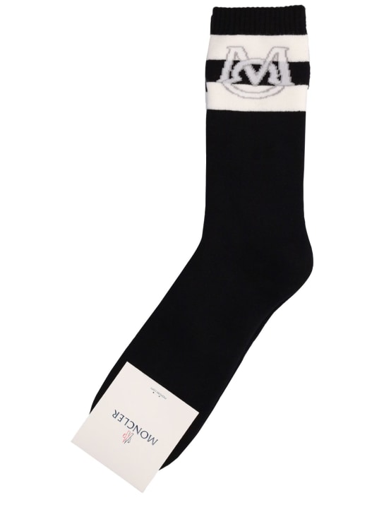 Moncler: Cotton blend socks - Siyah - men_0 | Luisa Via Roma