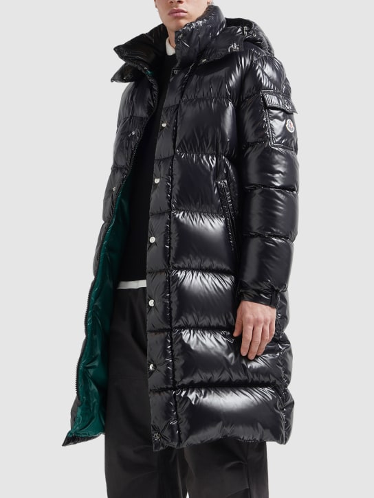 Moncler: Hanoverian nylon long down jacket - Black - men_1 | Luisa Via Roma