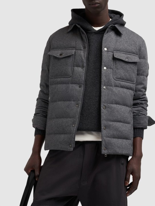 Moncler: Todorka cashmere blend down jacket - Grey - men_1 | Luisa Via Roma