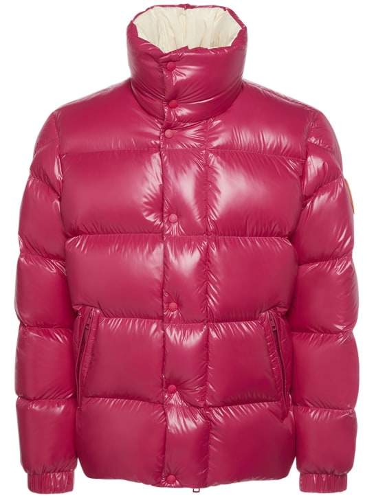 Moncler: Dervox 나일론 락커 다운 재킷 - 자홍색 - men_0 | Luisa Via Roma
