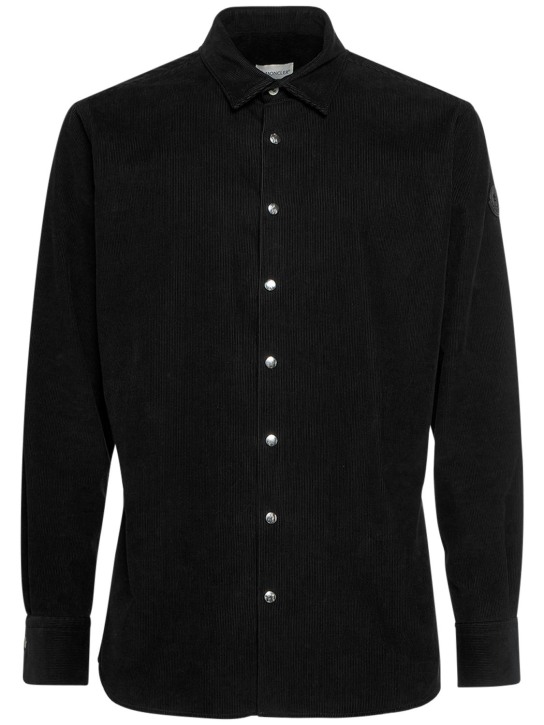 Moncler: Camisa de pana de algodón - Negro - men_0 | Luisa Via Roma