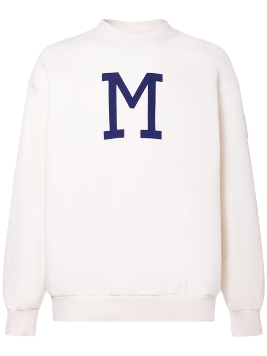 Moncler: Emerized brushed cotton sweatshirt - White - men_0 | Luisa Via Roma