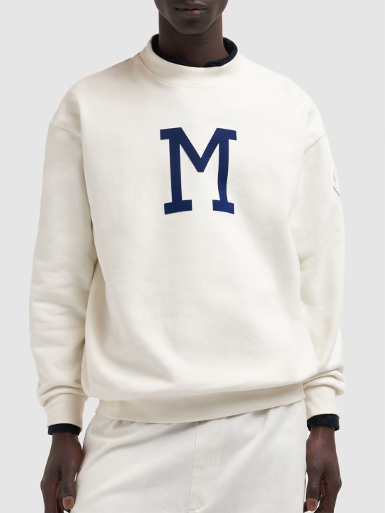 Moncler: Emerized brushed cotton sweatshirt - White - men_1 | Luisa Via Roma