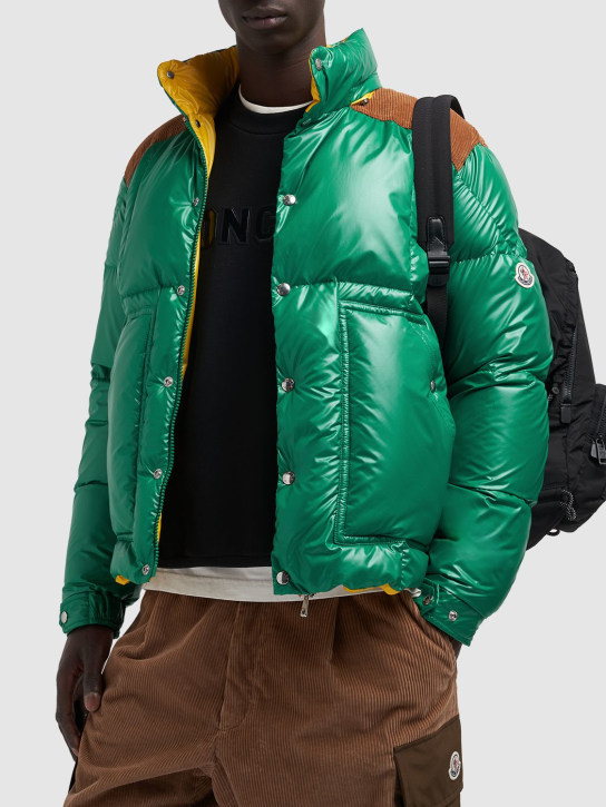 Moncler: Ain recycled shiny tech down jacket - Yeşil - men_1 | Luisa Via Roma