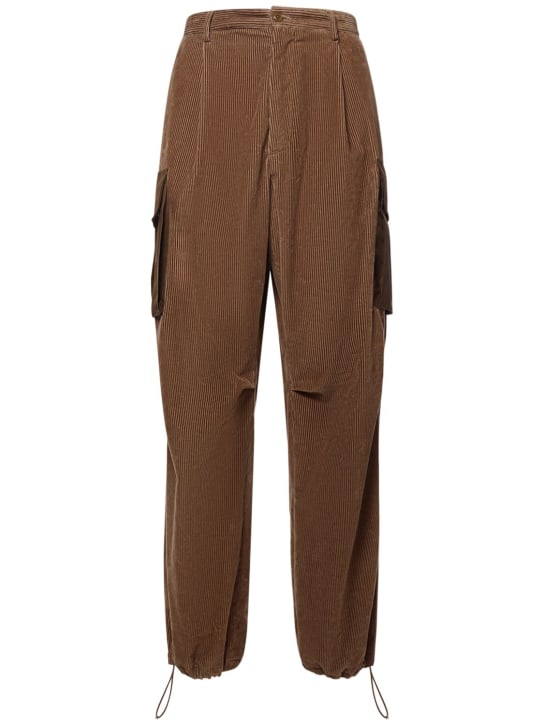 Moncler: Pantalon en coton côtelé - Cocoa Brown - men_0 | Luisa Via Roma