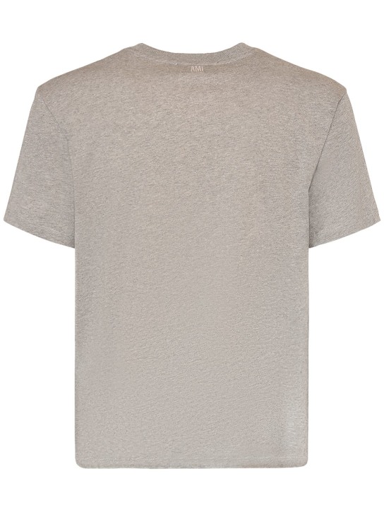 AMI Paris: Logo cotton t-shirt - Heather Grey - men_1 | Luisa Via Roma