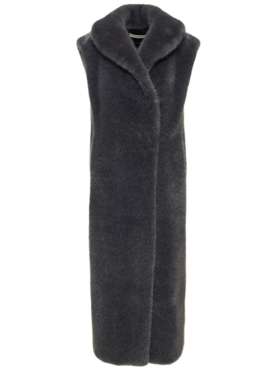 Philosophy Di Lorenzo Serafini: Faux fur long vest - Grey - women_0 | Luisa Via Roma