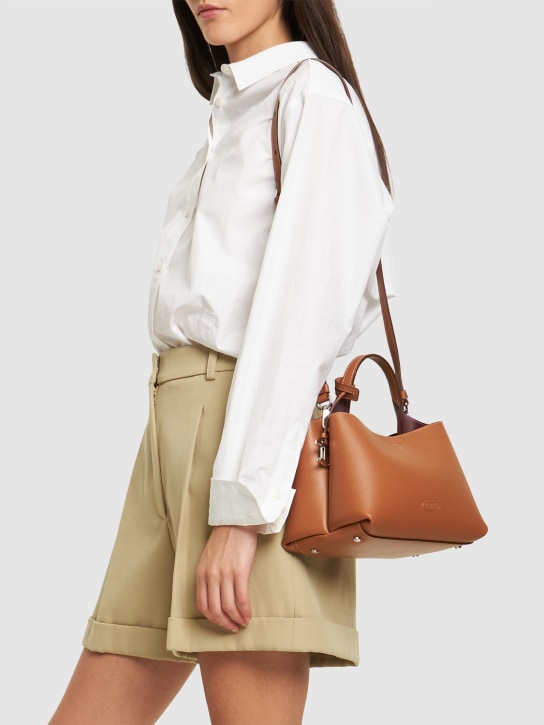 Tod's: Micro Apa top handle leather bag - Kenya/Bordeaux - women_1 | Luisa Via Roma