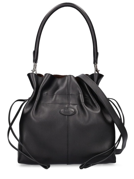 Tod's: Small DBS leather bucket bag - Siyah - women_0 | Luisa Via Roma