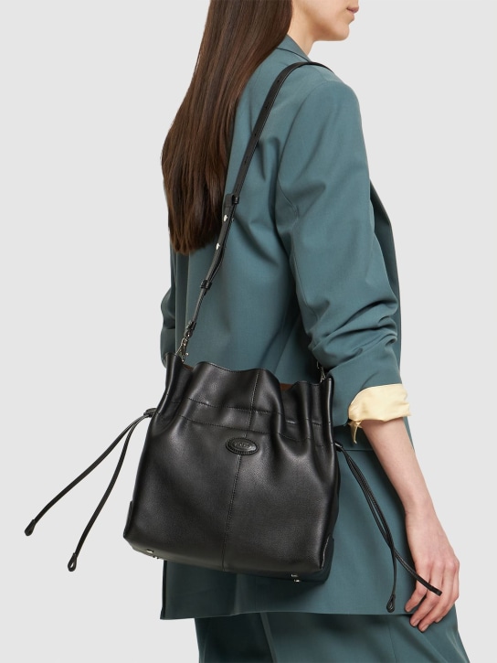 Tod's: Small DBS leather bucket bag - Black - women_1 | Luisa Via Roma