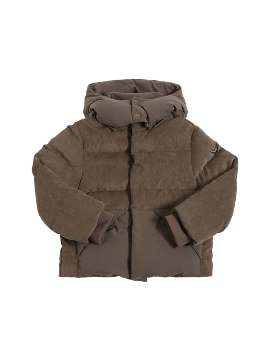 Emporio Armani: Nylon & velvet down jacket - Koyu Yeşil - kids-boys_0 | Luisa Via Roma