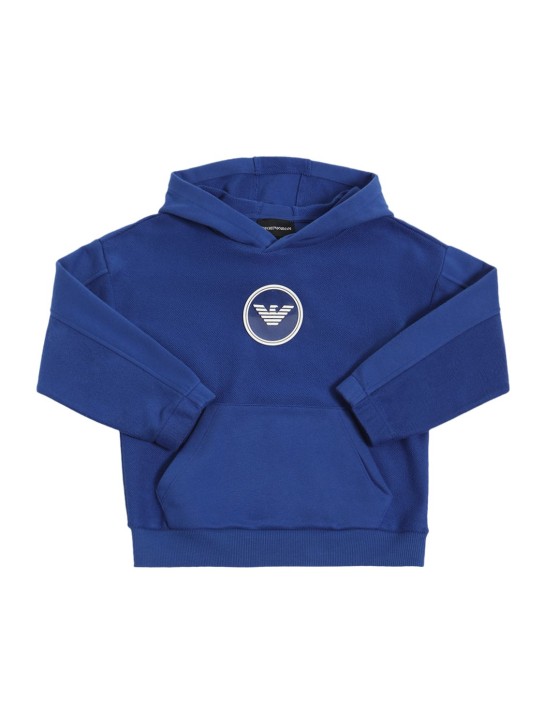 Emporio Armani: Sweatshirt aus Baumwollterry mit Logo - Königsblau - kids-boys_0 | Luisa Via Roma