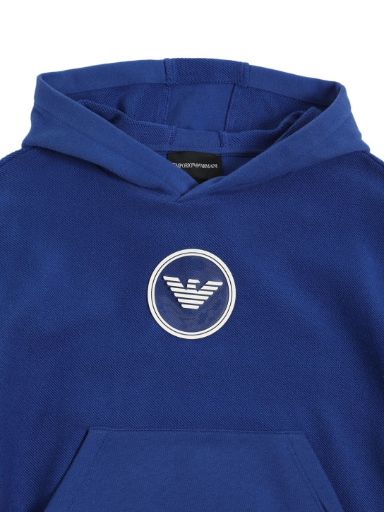 Emporio Armani: Cotton terry sweatshirt w/logo - Royal Blue - kids-boys_1 | Luisa Via Roma