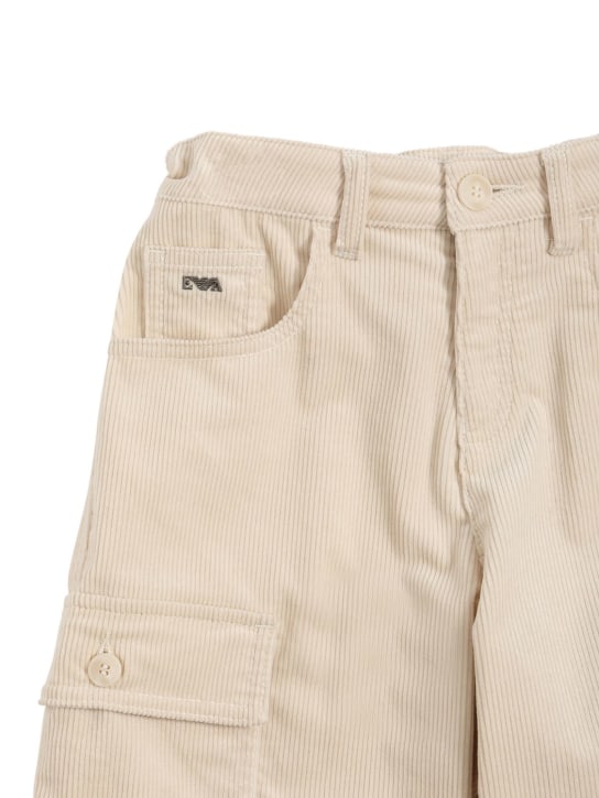 Emporio Armani: Pantalones cargo de pana de algodón - Beige - kids-boys_1 | Luisa Via Roma