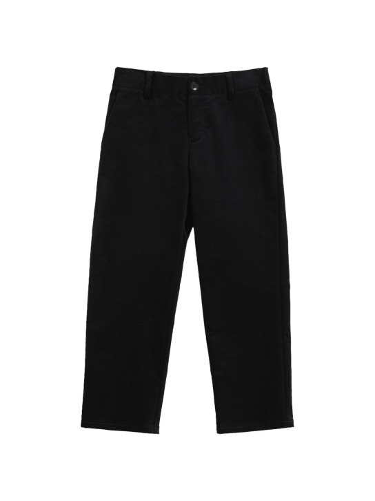 Emporio Armani: Cotton velvet cargo pants - Lacivert - kids-boys_0 | Luisa Via Roma