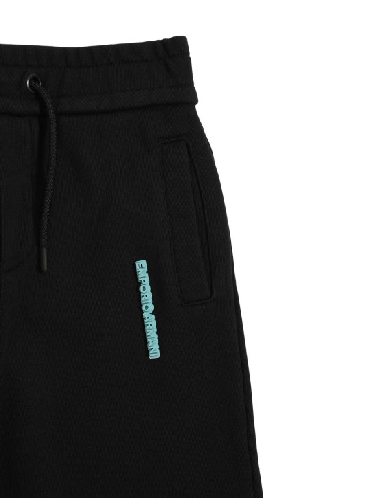 Emporio Armani: Pantalon en coton à logo - Noir - kids-boys_1 | Luisa Via Roma