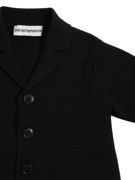 Emporio Armani: Cotton blend knit jacket - Lacivert - kids-boys_1 | Luisa Via Roma