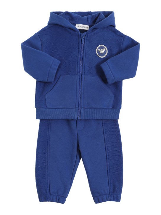Emporio Armani: Cotton terry hoodie & sweatpants - Mavi - kids-boys_0 | Luisa Via Roma