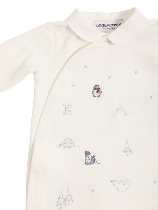 Emporio Armani: Pelele de algodón con detalles bordados - Blanco - kids-boys_1 | Luisa Via Roma