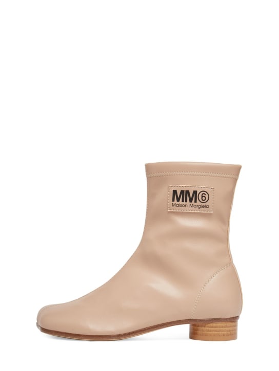 MM6 Maison Margiela: Faux leather ankle boots w/logo - Pembe - kids-girls_0 | Luisa Via Roma