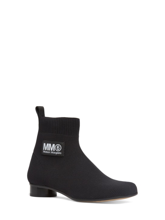 MM6 Maison Margiela: Knit ankle boots w/logo - Siyah - kids-girls_1 | Luisa Via Roma