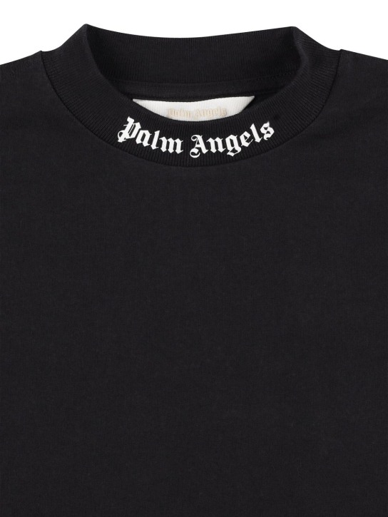 Palm Angels: T-Shirt aus Baumwolljersey mit Logo - Schwarz/Weiß - kids-girls_1 | Luisa Via Roma