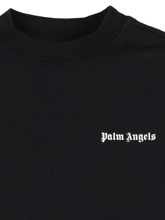 Palm Angels: Logo cotton jersey t-shirt - Black/White - kids-boys_1 | Luisa Via Roma
