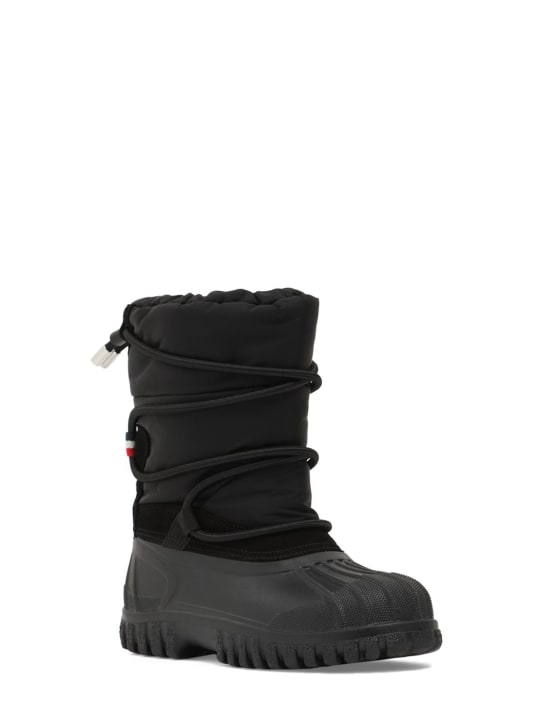 Moncler Grenoble: Chris tech & leather snow boots - Black - kids-boys_1 | Luisa Via Roma