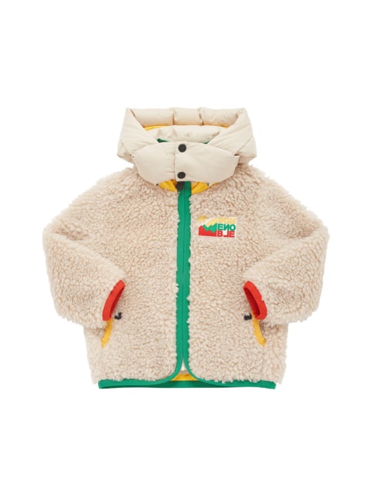 Moncler Grenoble: Reversible teddy fleece down jacket - Light Beige - kids-girls_0 | Luisa Via Roma