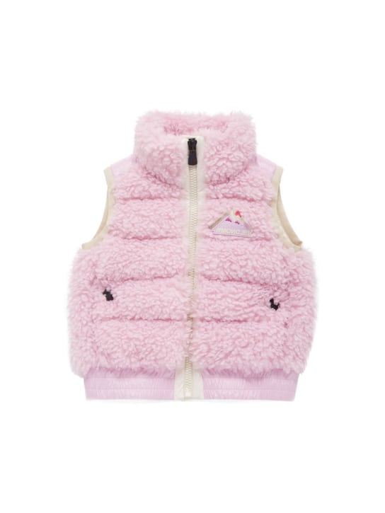 Moncler Grenoble: Teddy fleece down vest - Light Pink - kids-girls_0 | Luisa Via Roma