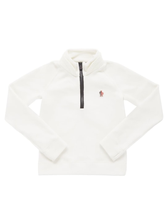 Moncler Grenoble: Fleece zip-up sweatshirt - White - kids-boys_0 | Luisa Via Roma