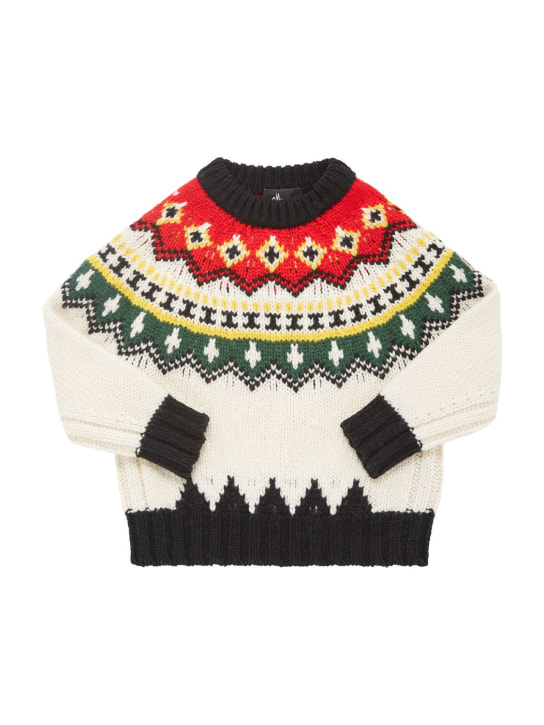 Moncler Grenoble: Wool blend chain crewneck sweater - Weiß - kids-girls_0 | Luisa Via Roma