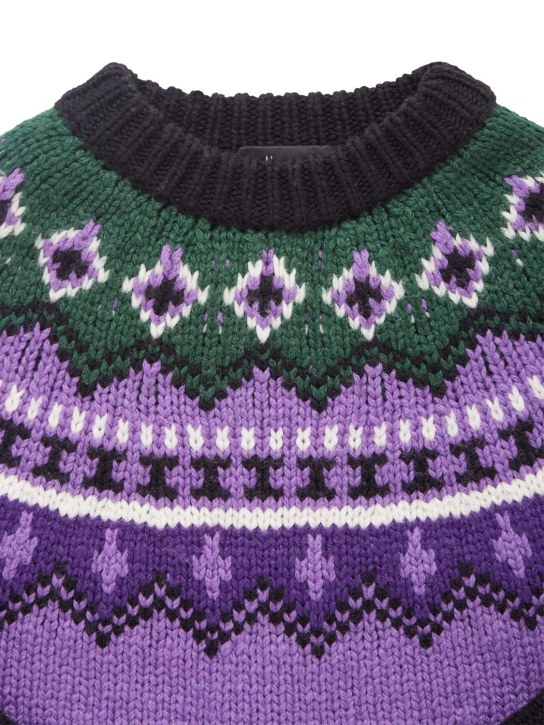 Moncler Grenoble: Wool blend chain crewneck sweater - Mor - kids-girls_1 | Luisa Via Roma