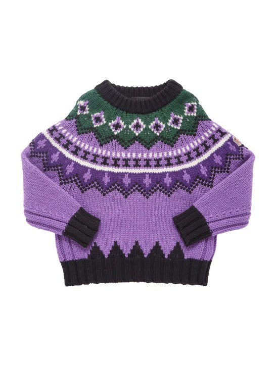 Moncler Grenoble: Wool blend chain crewneck sweater - Lila - kids-girls_0 | Luisa Via Roma