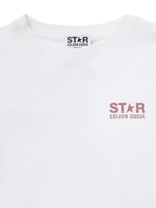Golden Goose: T-shirt Big Star in jersey di cotone - Bianco/Rosa - kids-girls_1 | Luisa Via Roma