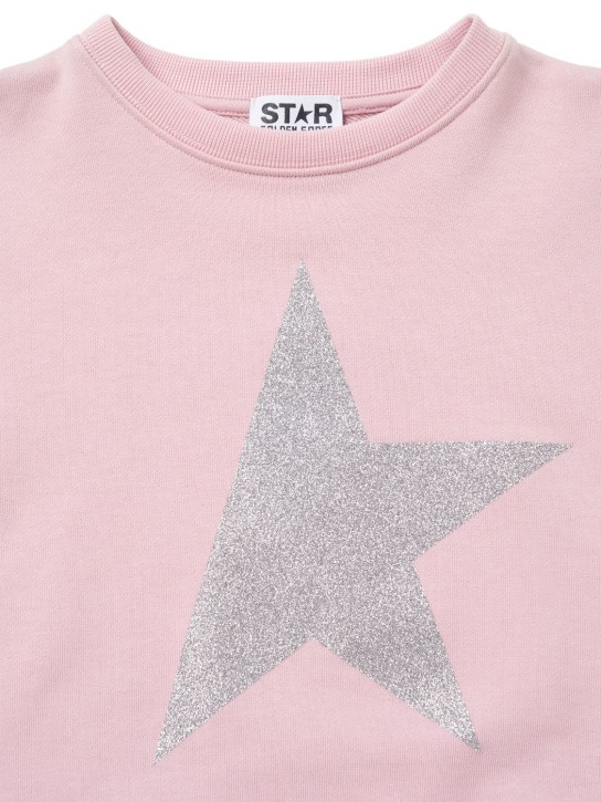 Golden Goose: Logo print cotton jersey sweatshirt - Pink - kids-girls_1 | Luisa Via Roma