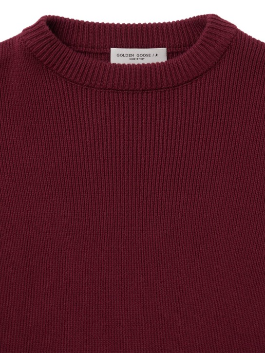 Golden Goose: Cotton knit crewneck sweater - Bordeaux - kids-boys_1 | Luisa Via Roma
