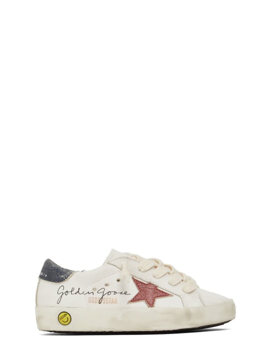 Golden Goose: Super-star leather lace-up sneakers - White - kids-boys_0 | Luisa Via Roma