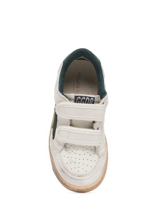 Golden Goose: Ballstar leather strap sneakers - White/Green - kids-boys_1 | Luisa Via Roma