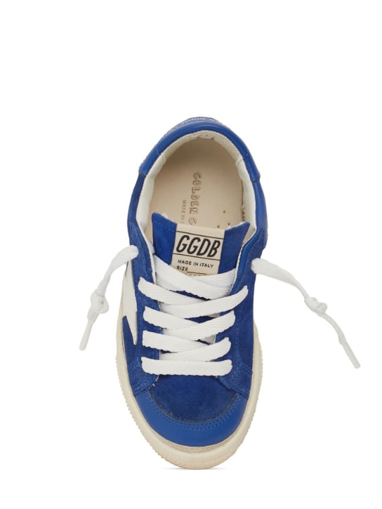 Golden Goose: May suede & leather lace-up sneakers - Blue - kids-boys_1 | Luisa Via Roma