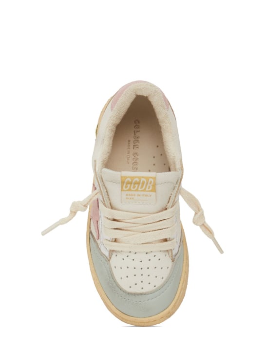 Golden Goose: Ballstar leather lace-up sneakers - White/Pink - kids-girls_1 | Luisa Via Roma