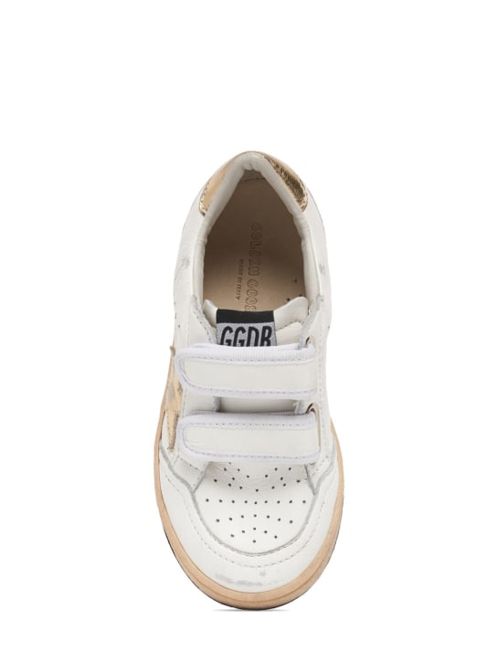 Golden Goose: Sneakers à scratch en cuir Ballstar - Blanc/Or - kids-girls_1 | Luisa Via Roma